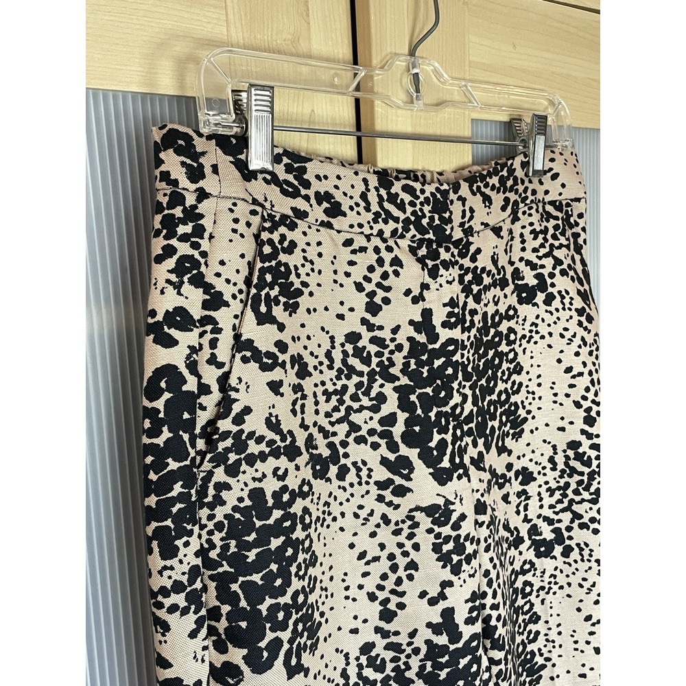 J. Crew High Rise Women's Linen Peyton Pants Leopard Sz 6 Preppy Party Resort - Picture 3 of 9